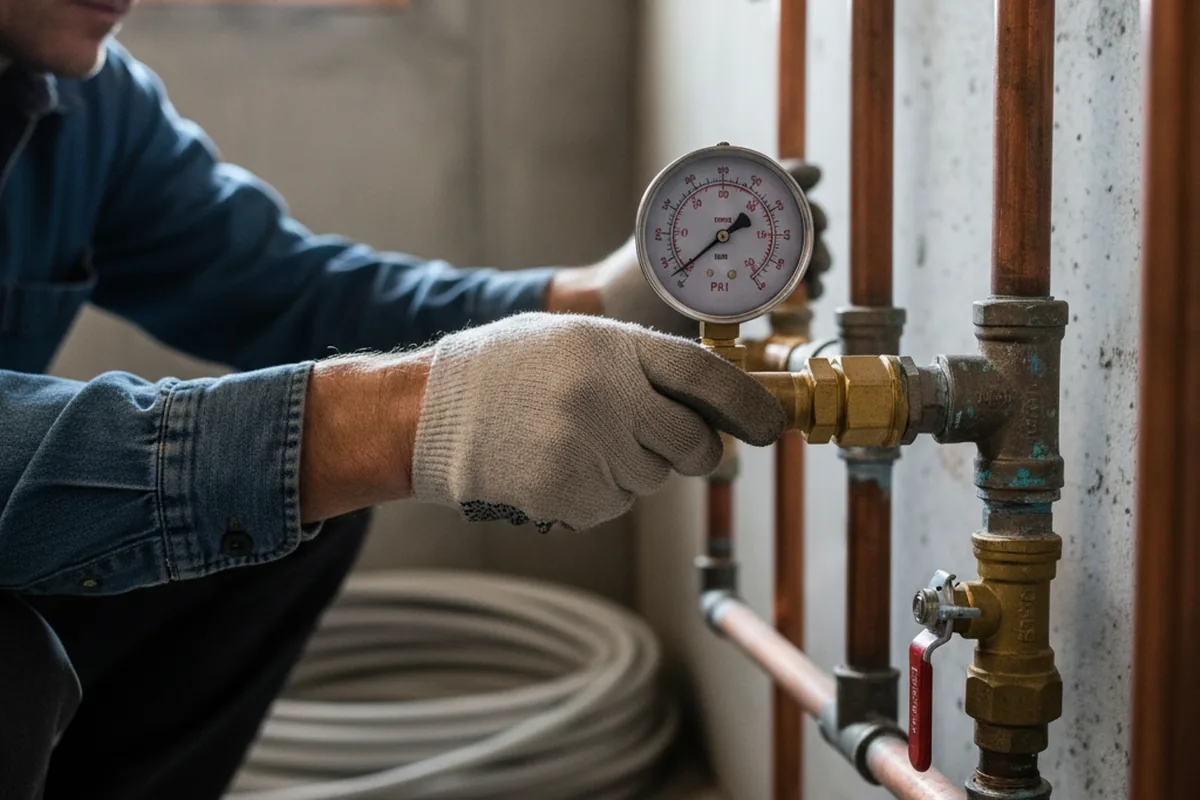 Pressure testing a repaired line during Water Line Repair in Charlton
